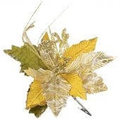 Украшение новогоднее елочное Золотой цветок на клипсе 23x23x31см 88685 Украшение новогоднее елочное Золотой цветок на клипсе 23x23x31см 88685