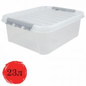 Ящик-контейнер 23 л с КРЫШКОЙ НА ЗАЩЕЛКАХ "ПРОФИ", 18х50х39 см, штабелируемый, ПРОЧНЫЙ, прозрачный, 437940000 Ящик-контейнер 23 л с КРЫШКОЙ НА ЗАЩЕЛКАХ "ПРОФИ", 18х50х39 см, штабелируемый, ПРОЧНЫЙ, прозрачный, 437940000