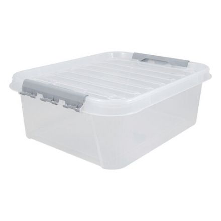Ящик-контейнер 23 л с КРЫШКОЙ НА ЗАЩЕЛКАХ "ПРОФИ", 18х50х39 см, штабелируемый, ПРОЧНЫЙ, прозрачный, 437940000 Ящик-контейнер 23 л с КРЫШКОЙ НА ЗАЩЕЛКАХ "ПРОФИ", 18х50х39 см, штабелируемый, ПРОЧНЫЙ, прозрачный, 437940000