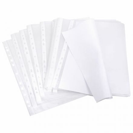 Папки-файлы перфорированные А4 BRAUBERG "STANDARD+", КОМПЛЕКТ 200 шт., гладкие, 45 мкм, 229663