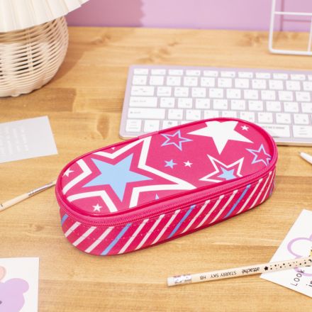 Пенал №1School Звезды ткань, резинки на клапане, 210x85x50 мм, ПМК 23-20