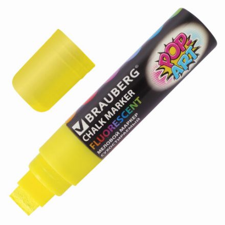 Маркер меловой "POP-ART" ЖЕЛТЫЙ, 15 мм, стираемый, для гладких поверхностей, BRAUBERG, 151538 Маркер меловой "POP-ART" ЖЕЛТЫЙ, 15 мм, стираемый, для гладких поверхностей, BRAUBERG, 151538