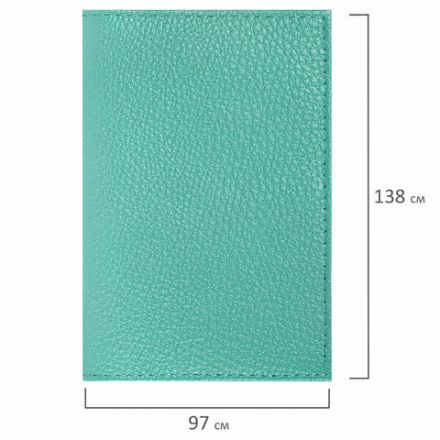 Обложка для паспорта натуральная кожа флоттер, кожаный уголок, мятная, BRAUBERG, 238862 Обложка для паспорта натуральная кожа флоттер, кожаный уголок, мятная, BRAUBERG, 238862