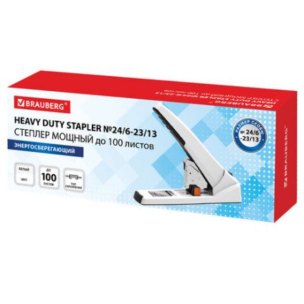 Степлер ЭНЕРГОСБЕРЕГАЮЩИЙ МОЩНЫЙ № 24/6 - 23/13 BRAUBERG "ONE MOMENT", до 100 листов БЕЗ УСИЛИЙ, 272738 Степлер ЭНЕРГОСБЕРЕГАЮЩИЙ МОЩНЫЙ № 24/6 - 23/13 BRAUBERG "ONE MOMENT", до 100 листов БЕЗ УСИЛИЙ, 272738