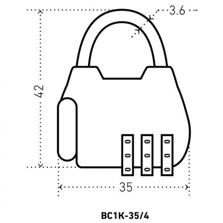 Замок навесной кодовый_УЗК Аллюр ВС1К-35/4 (HA806) GP (35xd=4) цинк золото