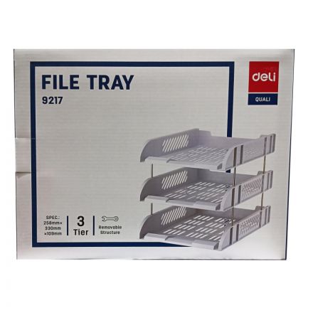 Лоток для бумаг горизонтальный Deli E9217Grey набор 3шт на металл.стерж сер
