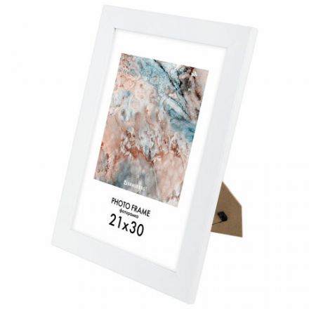 Рамка 21х30 см небьющаяся, КОМПЛЕКТ 3 шт., багет 29 мм, МДФ, BRAUBERG "Basic", белая, 391260