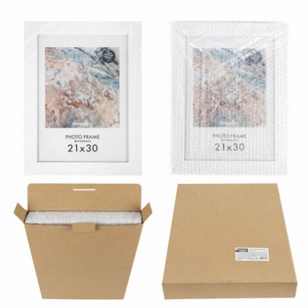 Рамка 21х30 см небьющаяся, КОМПЛЕКТ 3 шт., багет 29 мм, МДФ, BRAUBERG "Basic", белая, 391260