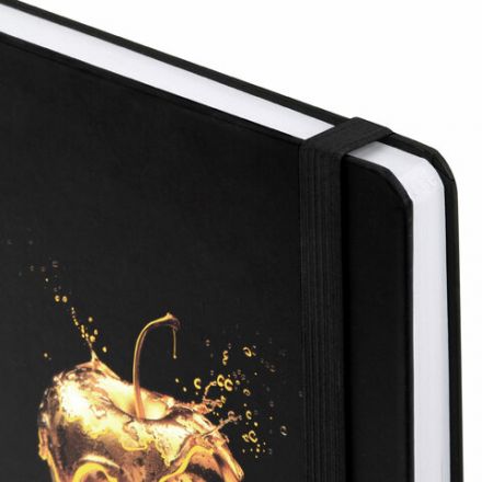 Ежедневник недатированный с резинкой А5 145х203 мм, BRAUBERG, твердый, фольга, 128 л., "Apple", 116294