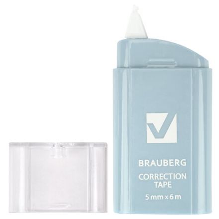 Корректирующая лента BRAUBERG COMPACT PASTEL, 5 мм х 6 м, КОМПЛЕКТ 6 штук, пенал с zip-lock, 272496