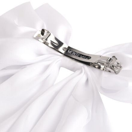 Заколка для волос баретте с бантом и широкими длинными хвостиками, белый, MONTE VITA (МОНТЕ ВИТА), 457114