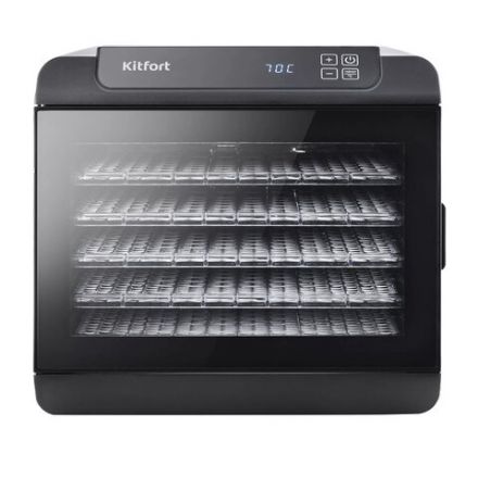 Сушилка для овощей KITFORT КТ-1905, 500 Вт, 12 поддонов, электронное управление, черная/серебристая