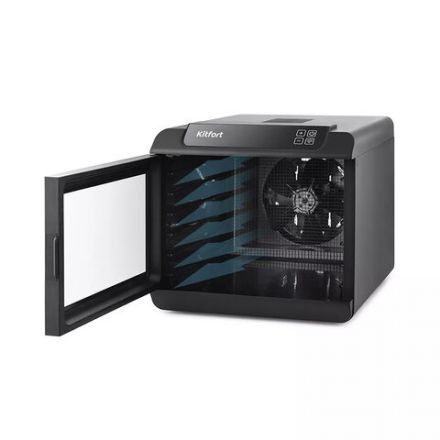 Сушилка для овощей KITFORT КТ-1905, 500 Вт, 12 поддонов, электронное управление, черная/серебристая