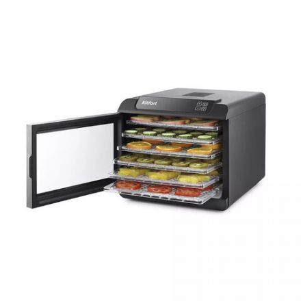 Сушилка для овощей KITFORT КТ-1905, 500 Вт, 12 поддонов, электронное управление, черная/серебристая