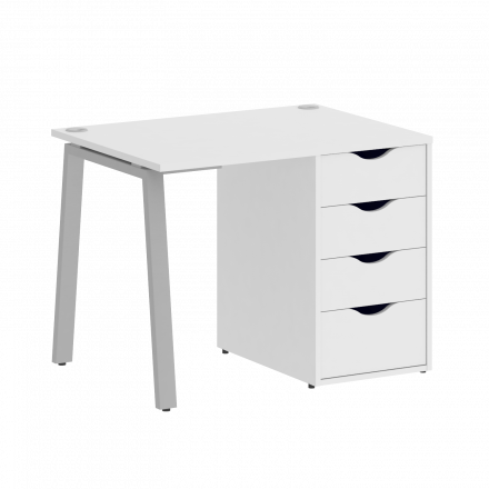 Home Office Стол письменный VR.SP-3-98.4.A Белый бриллиант/Серый металл 980*720*750 Home Office Стол письменный VR.SP-3-98.4.A Белый бриллиант/Серый металл 980*720*750