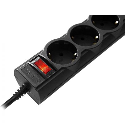 Сетевой фильтр CBR CSF 2505-5.0 Black PC, 5р/5м, цвет черный (пакет)