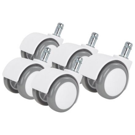 Колеса (ролики) BRABIX для кресла, прорезиненные, SLIM, КОМПЛЕКТ 5 шт., шток d 11 мм, белые, 533086