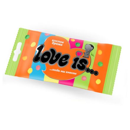 Жевательные конфеты в кислой обсыпке LOVE IS, ассорти вкусов, 42 г, 709230