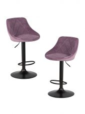 Набор 2 шт Стул барный DOBRIN LOGAN BLACK, пудрово-сиреневый велюр (MJ9-52)