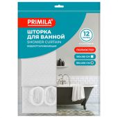 Шторка для ванной ПОЛИЭСТЕР, 180х200 см, кольца в комплекте, БЕЛЫЙ БРИЛЛИАНТ, PRIMILA (ПРИМИЛА), 700093
