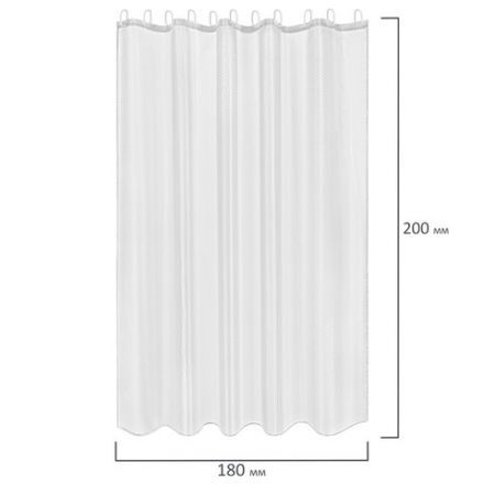 Шторка для ванной ПОЛИЭСТЕР, 180х200 см, кольца в комплекте, БЕЛЫЙ БРИЛЛИАНТ, PRIMILA (ПРИМИЛА), 700093