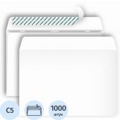 Конверт Postfix Bong С5 80 г/кв.м белый стрип с внутренней запечаткой (1000 штук в упаковке)