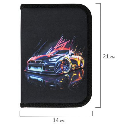 Пенал BRAUBERG, 1 отделение, полиэстер, 21х14 см, "Neon drift", 272329