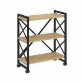 Loft Стеллаж на колесных опорах-3 полки VR.L-MST.K-3.8 Тиквуд светлый/Чёрный металл 800*400*968