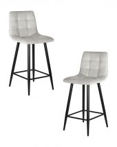 Набор 2 шт Стул полубарный DOBRIN OLIVIA, черные матовые ножки, светло-серый велюр (108-52)