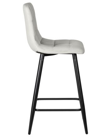 Набор 2 шт Стул полубарный DOBRIN OLIVIA, черные матовые ножки, светло-серый велюр (108-52)