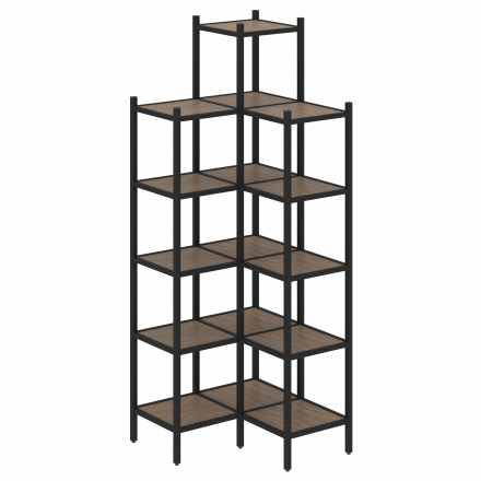 Loft Угловой внутренний стеллаж наборный VR.L-46 Дуб аризона/Чёрный металл 862*862*2280