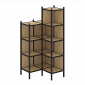 Loft Угловой внутренний стеллаж наборный VR.L-38 Тиквуд светлый/Чёрный металл 862*862*1869