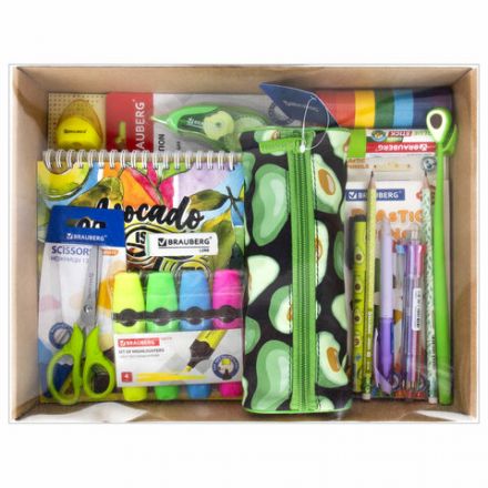 Набор канцелярии подарочный BRAUBERG "AVOCADO", 18 наименований, 43 предмета, 880951 Набор канцелярии подарочный BRAUBERG "AVOCADO", 18 наименований, 43 предмета, 880951