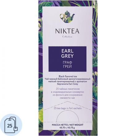 Чай Niktea черный Earl Grey с бергамотом, 25штх1,75г/уп Чай Niktea черный Earl Grey с бергамотом, 25штх1,75г/уп