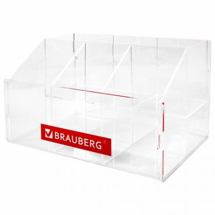 Подставка под письменные принадлежности BRAUBERG, 6 отделений, 15х24х16 см, оргстекло, 505923 Подставка под письменные принадлежности BRAUBERG, 6 отделений, 15х24х16 см, оргстекло, 505923