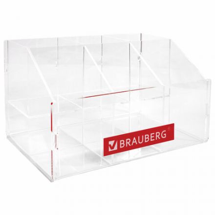 Подставка под письменные принадлежности BRAUBERG, 6 отделений, 15х24х16 см, оргстекло, 505923 Подставка под письменные принадлежности BRAUBERG, 6 отделений, 15х24х16 см, оргстекло, 505923