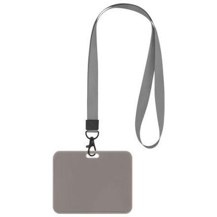 Бейдж горизонтальный (54х85 мм), лента 45 см с карабином, СЛАЙДЕР, серый, BRAUBERG EXTRA, 238835