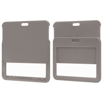 Бейдж горизонтальный (54х85 мм), лента 45 см с карабином, СЛАЙДЕР, серый, BRAUBERG EXTRA, 238835