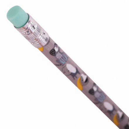 Карандаш чернографитный ЮНЛАНДИЯ "ЩЕНОК", 1 шт., HB, с ластиком, корпус ассорти, 181774