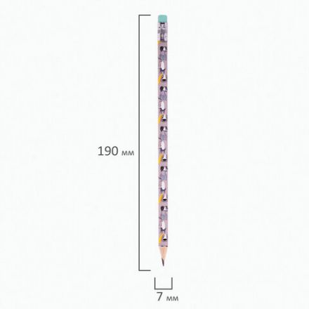 Карандаш чернографитный ЮНЛАНДИЯ "ЩЕНОК", 1 шт., HB, с ластиком, корпус ассорти, 181774