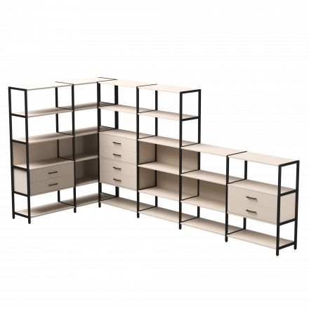 Набор стеллажных систем №18 Everprof EVO 1635x3630x1840 Кашемир/Черный