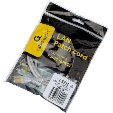 Патч-корд LSZH UTP Cablexpert кат.5e, 1м, литой, многожильный (серый)