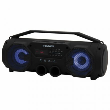 Колонка портативная с подсветкой SONNEN B306, 12 Вт, Bluetooth, FM-тюнер, microSD, MP3-плеер, черная, 513479 Колонка портативная с подсветкой SONNEN B306, 12 Вт, Bluetooth, FM-тюнер, microSD, MP3-плеер, черная, 513479