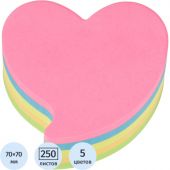 Стикеры фигурные Kores FANTASY HEART 70x70мм,5смешан.неон.цв. по 250л 48705