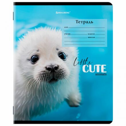 Тетрадь 12 л. BRAUBERG, клетка, обложка картон, CUTE ANIMALS, 107266