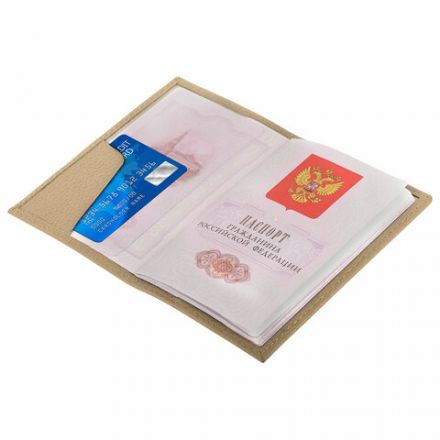 Обложка для паспорта натуральная кожа флоттер, кожаный уголок, бежевая, BRAUBERG, 238863 Обложка для паспорта натуральная кожа флоттер, кожаный уголок, бежевая, BRAUBERG, 238863