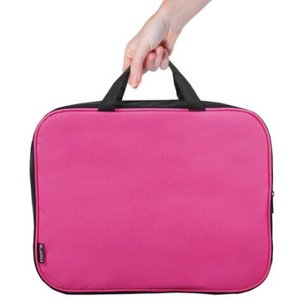 Папка на молнии с ручками STAFF EVERYDAY А4, 1 отделение, полиэстер, 80 мм, розовая, 270743