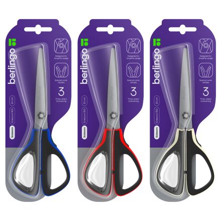 Ножницы Berlingo "Easycut 300", 20см, ассорти, мягкие вставки, европодвес Ножницы Berlingo "Easycut 300", 20см, ассорти, мягкие вставки, европодвес