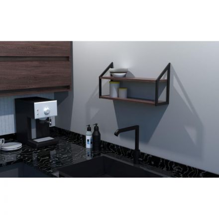 Полка TI_настен/настоль Комус Онега-8 150х600 мет чер/ЛДСП ясень анкор тем