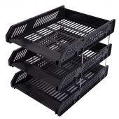 Лоток для бумаг горизонтальный Deli E9209 набор 3шт на металл.стерж черный